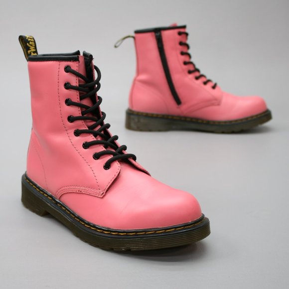 Dr. Martens Shoes - Dr. Martens Ladies 6 Pink Leather Side-zip Air-Wair  Ankle Booties Docs - 1460 Y